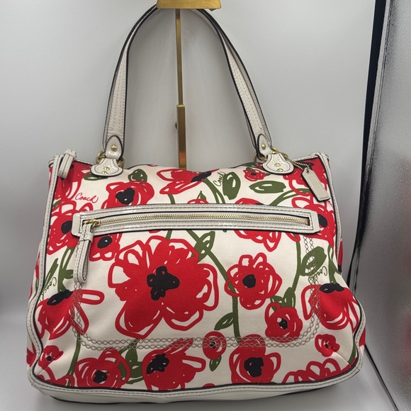 Coach Red Poppy East West Hallie Floral Shoulder Bag - Picture 2 of 14